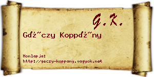 Géczy Koppány névjegykártya